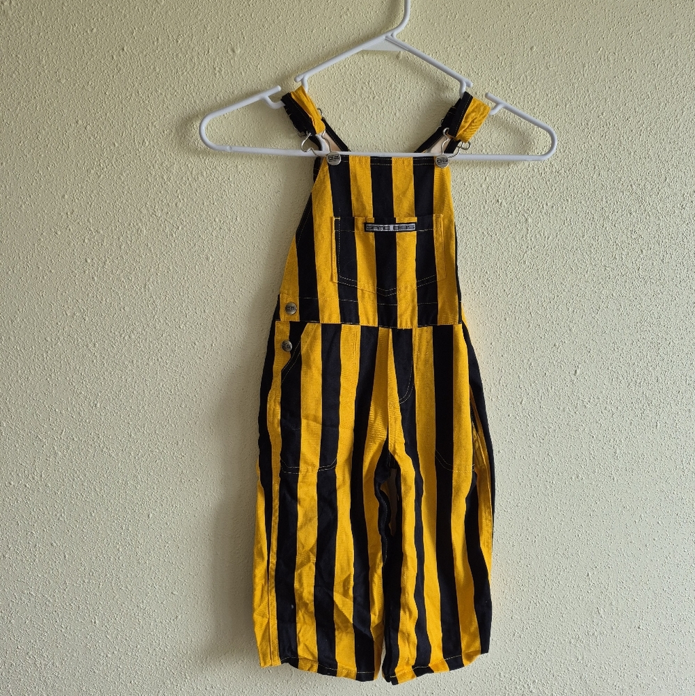 Kids Striped Yellow & Black Overalls